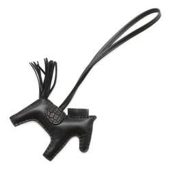 Hermes Bag Charm Rodeo PM Touch Black Lambskin Alligator Matte Z Stamp