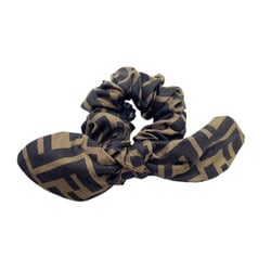 FENDI Scrunchie Set Brown White FF Silk Women's