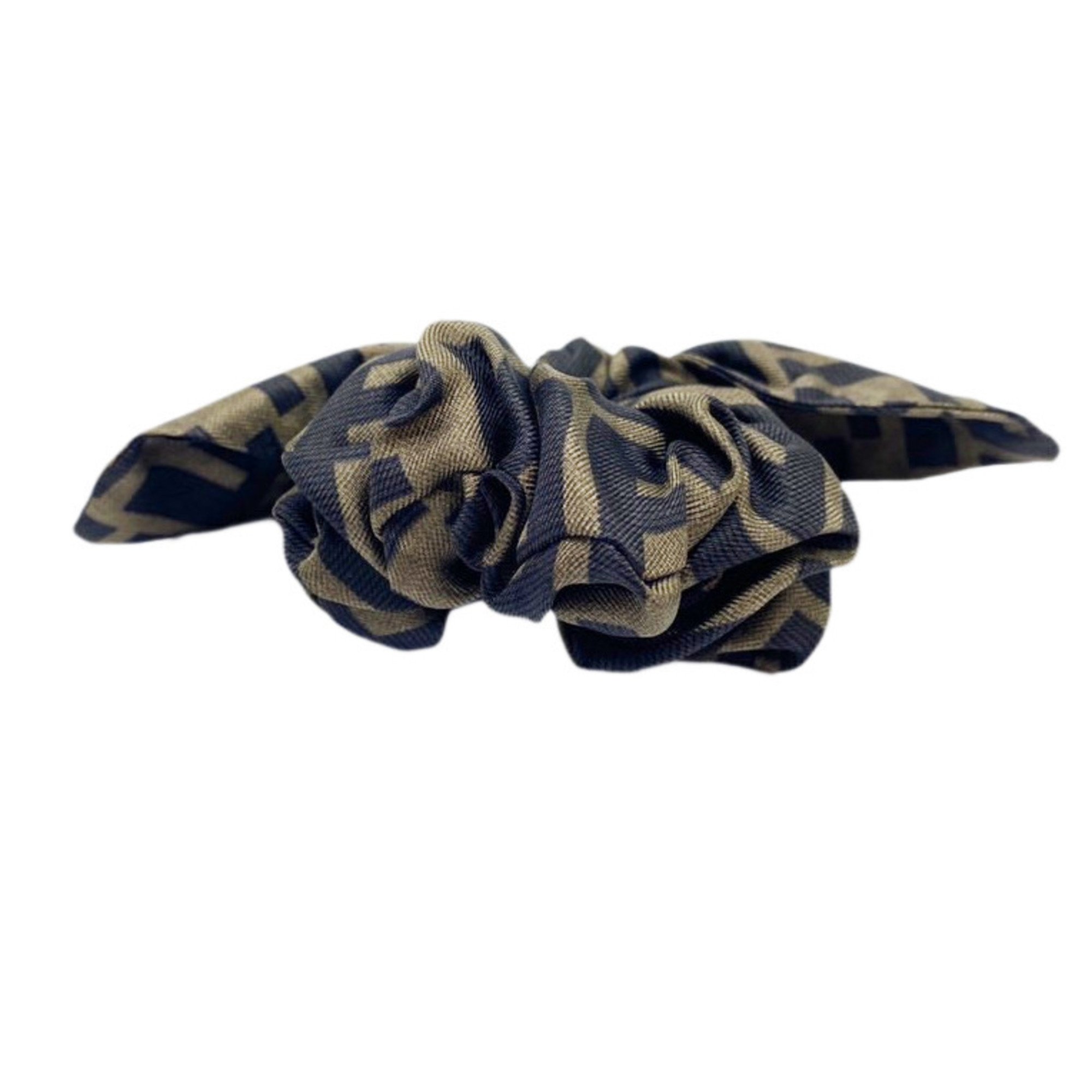 FENDI Scrunchie Set Brown White FF Silk Women's