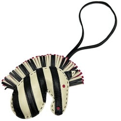 Hermes HERMES G-G Savannah Zebra Motif Strap Bag Charm Leather Black White Pink Women's