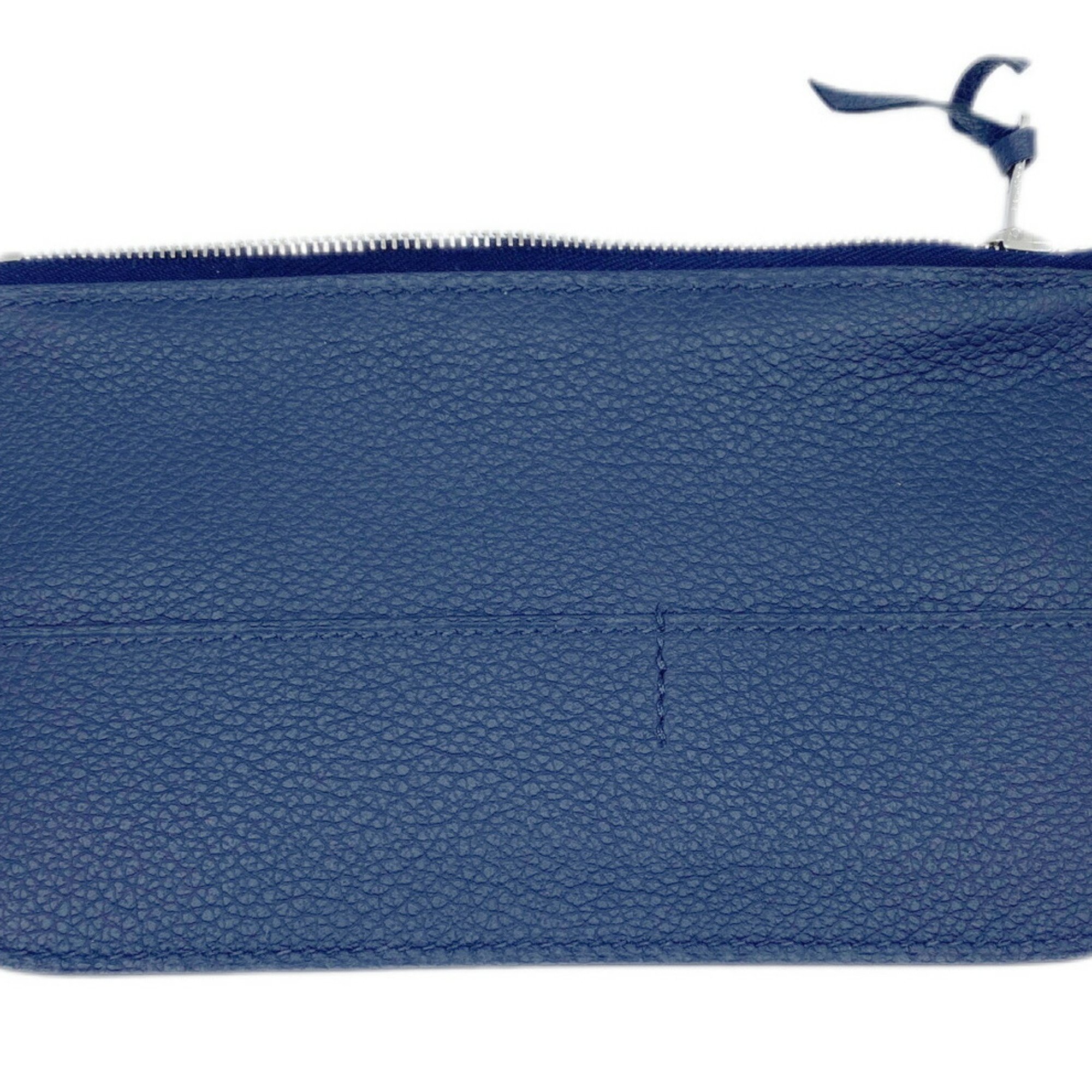 HERMES Dogon Duo GM Togo Blue Nuit Y Stamp (Made) Navy Long Wallet Coin Case Leather Women Men