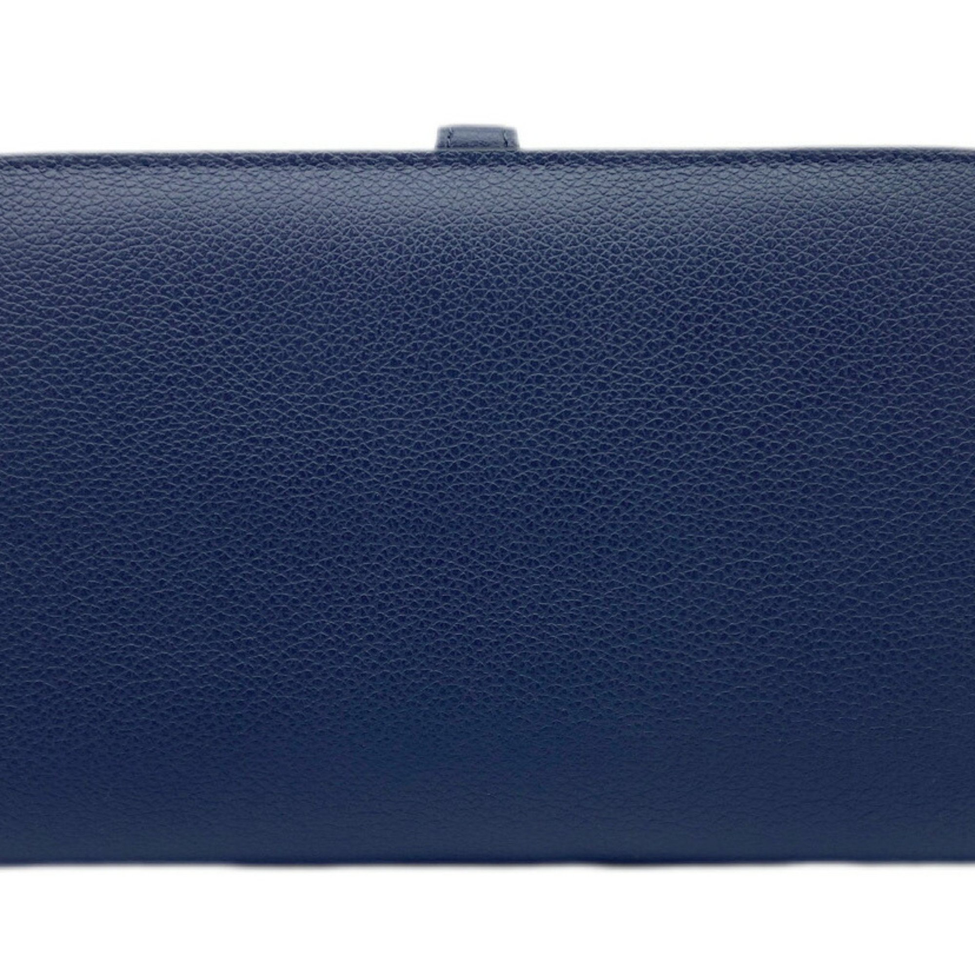 HERMES Dogon Duo GM Togo Blue Nuit Y Stamp (Made) Navy Long Wallet Coin Case Leather Women Men