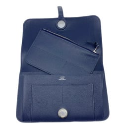 HERMES Dogon Duo GM Togo Blue Nuit Y Stamp (Made) Navy Long Wallet Coin Case Leather Women Men