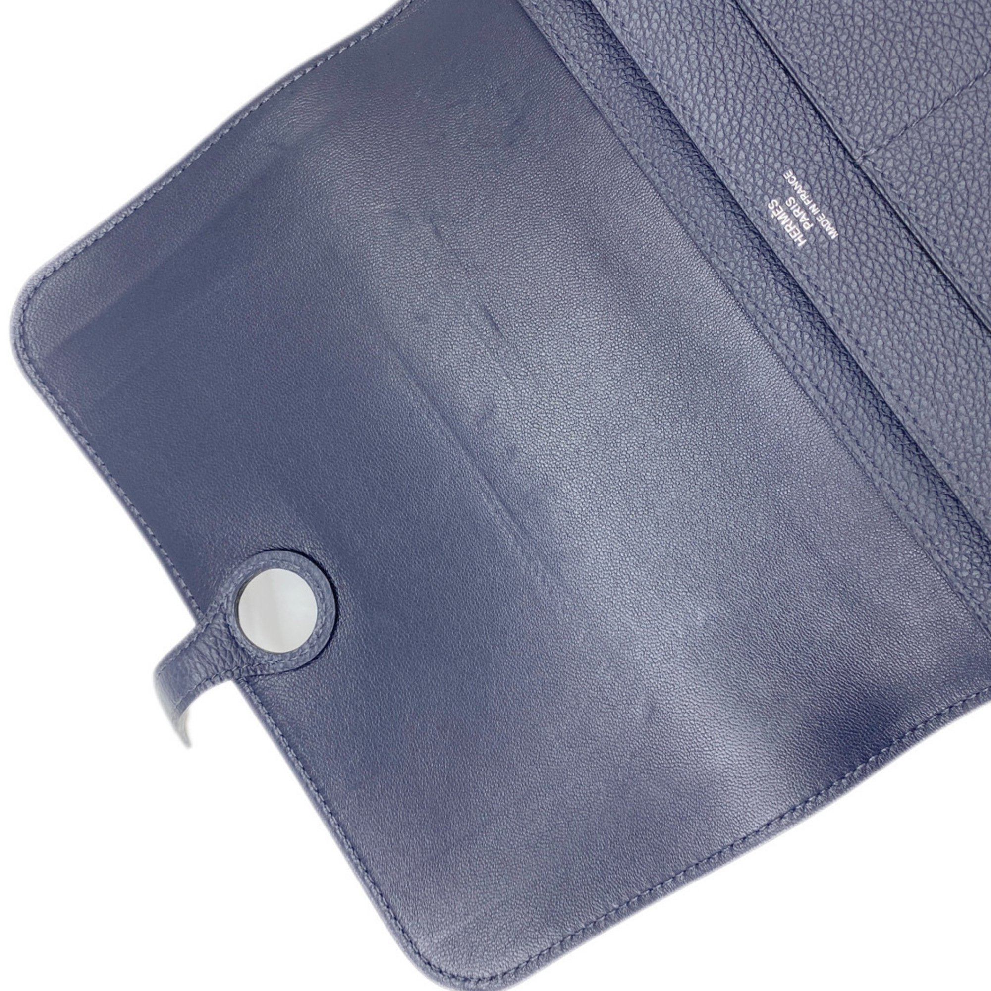 HERMES Dogon Duo GM Togo Blue Nuit Y Stamp (Made) Navy Long Wallet Coin Case Leather Women Men