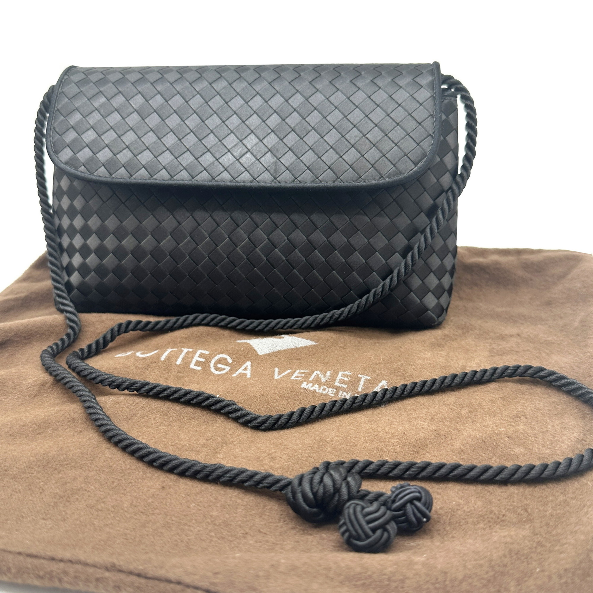 BOTTEGA VENETA Bottega Veneta shoulder bag black satin handbag for women and men