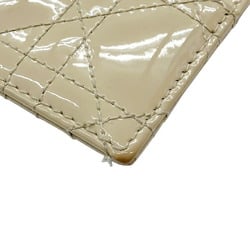 Christian Dior Cannage Card Case Beige Patent Leather Women's