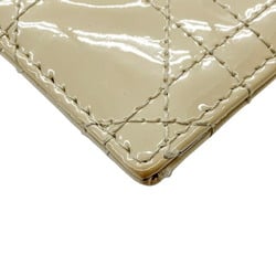 Christian Dior Cannage Card Case Beige Patent Leather Women's