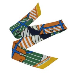 HERMES Twilly TROCKENRINIGUNG Eyes Green Orange Black Blue Scarf Muffler Silk Collar Bag Accessory Women Men Unisex