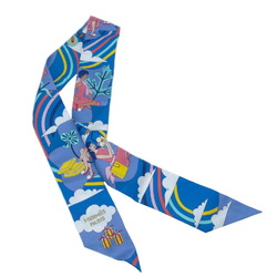 HERMES Twilly CARRES VOLANTS Pet Girl Blue Red Scarf Muffler Silk Collar Bag Accessory Women Men