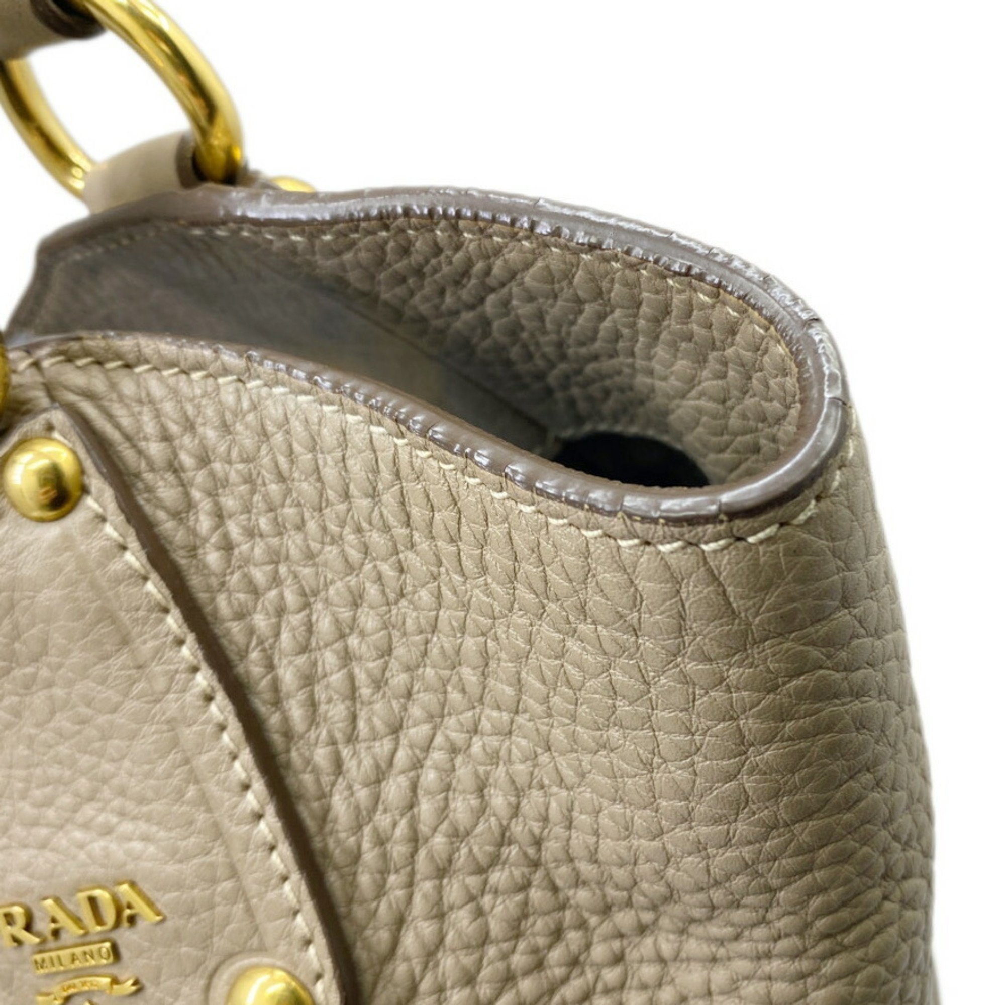 PRADA Prada Tote Bag Shoulder Leather Beige BR4645 Women's