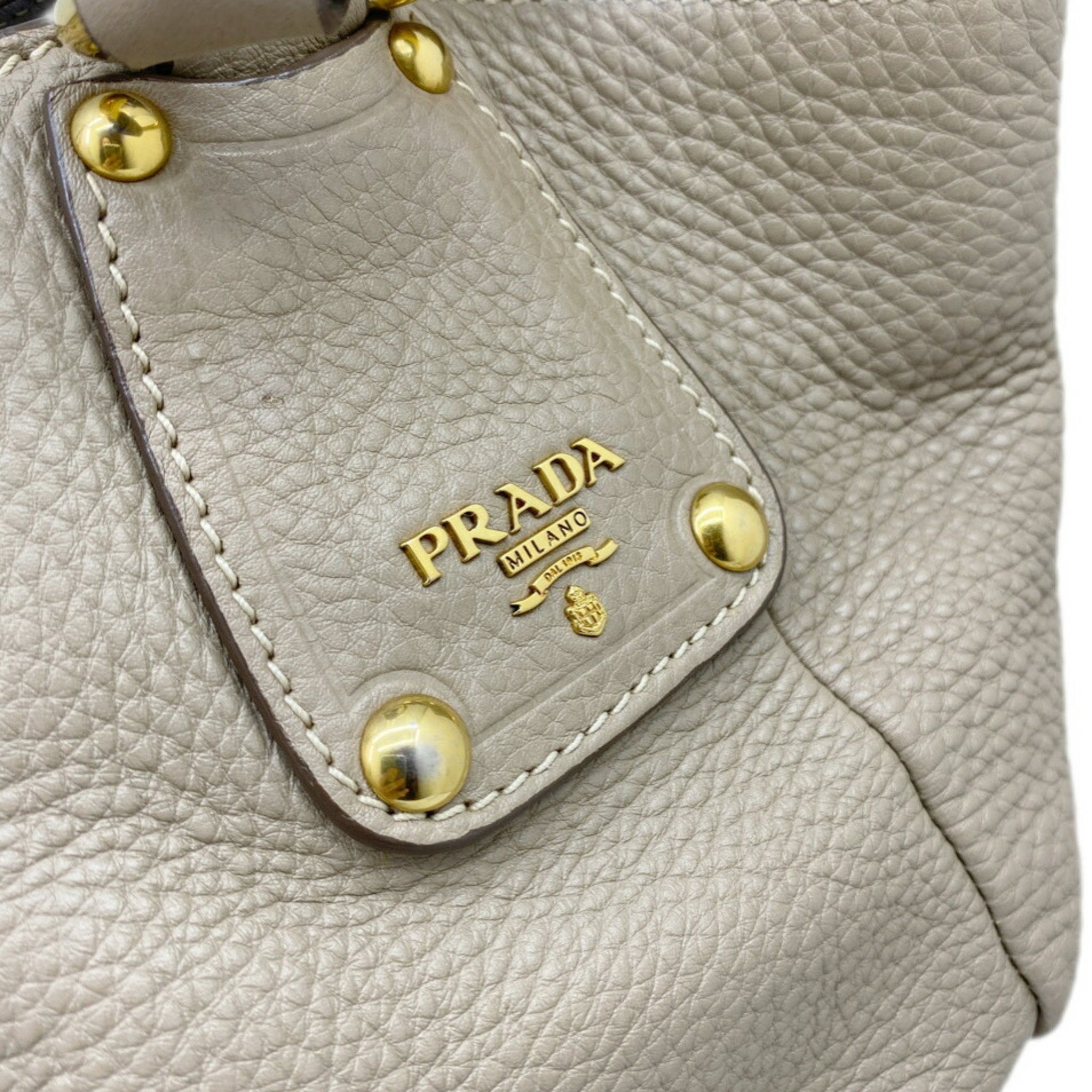 PRADA Prada Tote Bag Shoulder Leather Beige BR4645 Women's