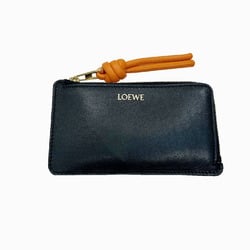 LOEWE Fragment Case Card Black Bright Orange Shiny Napa Calfskin Zipper Women's Men's Coin