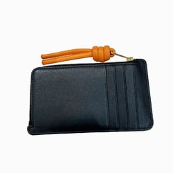 LOEWE Fragment Case Card Black Bright Orange Shiny Napa Calfskin Zipper Women's Men's Coin