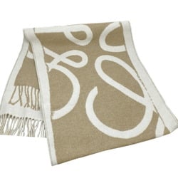 LOEWE scarf, beige chamel, white cashmere, wool, double-faced, for women and men