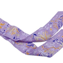 HERMES Twilly ISOLA DI PRIMAVERA Bird Tree Purple Orange Scarf Muffler Silk Collar Bag Accessory Women Men