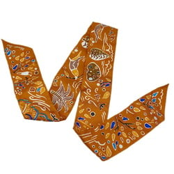 HERMES Twilly ISOLA DI PRIMAVERA Bird Tree Orange White Scarf Muffler Silk Collar Bag Accessory Women Men