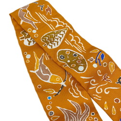 HERMES Twilly ISOLA DI PRIMAVERA Bird Tree Orange White Scarf Muffler Silk Collar Bag Accessory Women Men