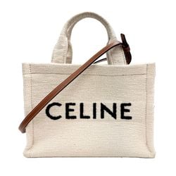 CELINE Small Cabas Handbag 2way Canvas Beige x Brown