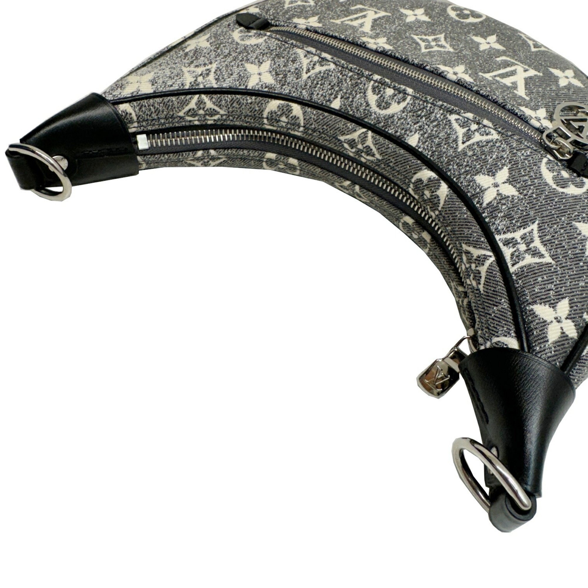 LOUIS VUITTON Louis Vuitton Loop M21752 RFID IC Chip Shoulder Bag Monogram Jacquard Denim Grey Women's