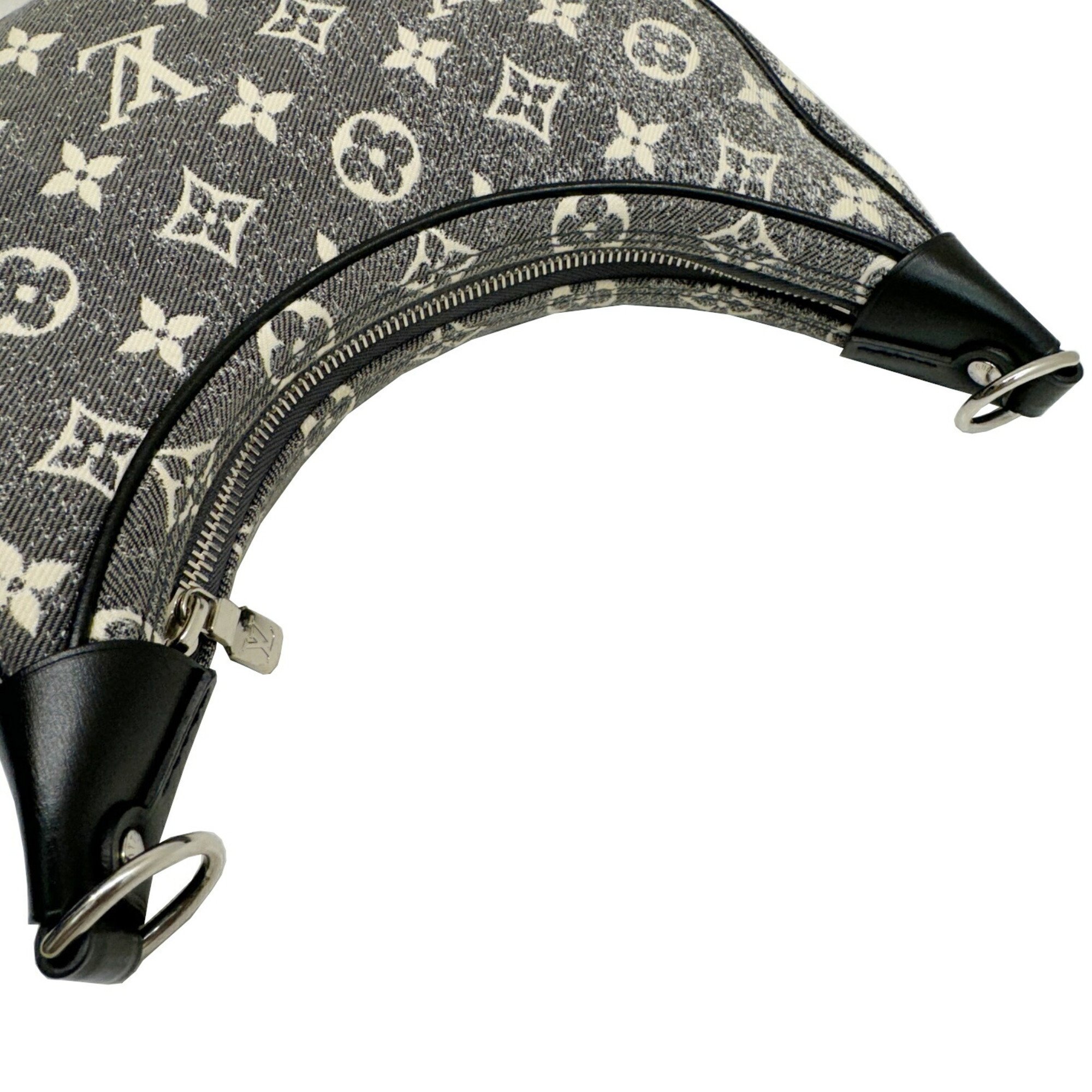 LOUIS VUITTON Louis Vuitton Loop M21752 RFID IC Chip Shoulder Bag Monogram Jacquard Denim Grey Women's