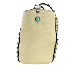 VALENTINO GARAVANI Valentino Garavani Rockstud Turquoise Shoulder Bag Tote Ivory Leather Women's