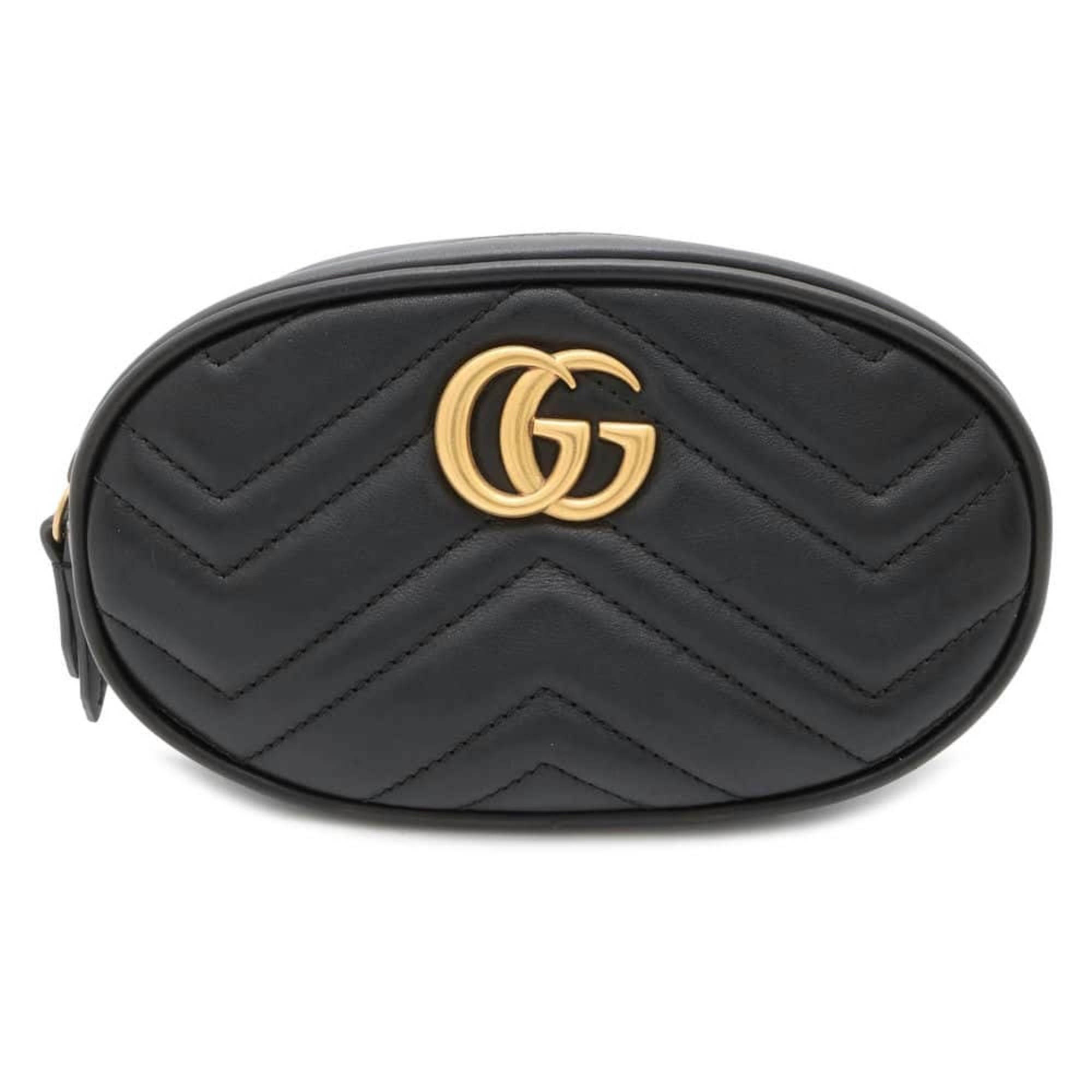 Gucci Waist Bag GG Marmont Quilted Leather Belt 476434 GUCCI Pouch Black