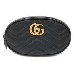 Gucci Waist Bag GG Marmont Quilted Leather Belt 476434 GUCCI Pouch Black