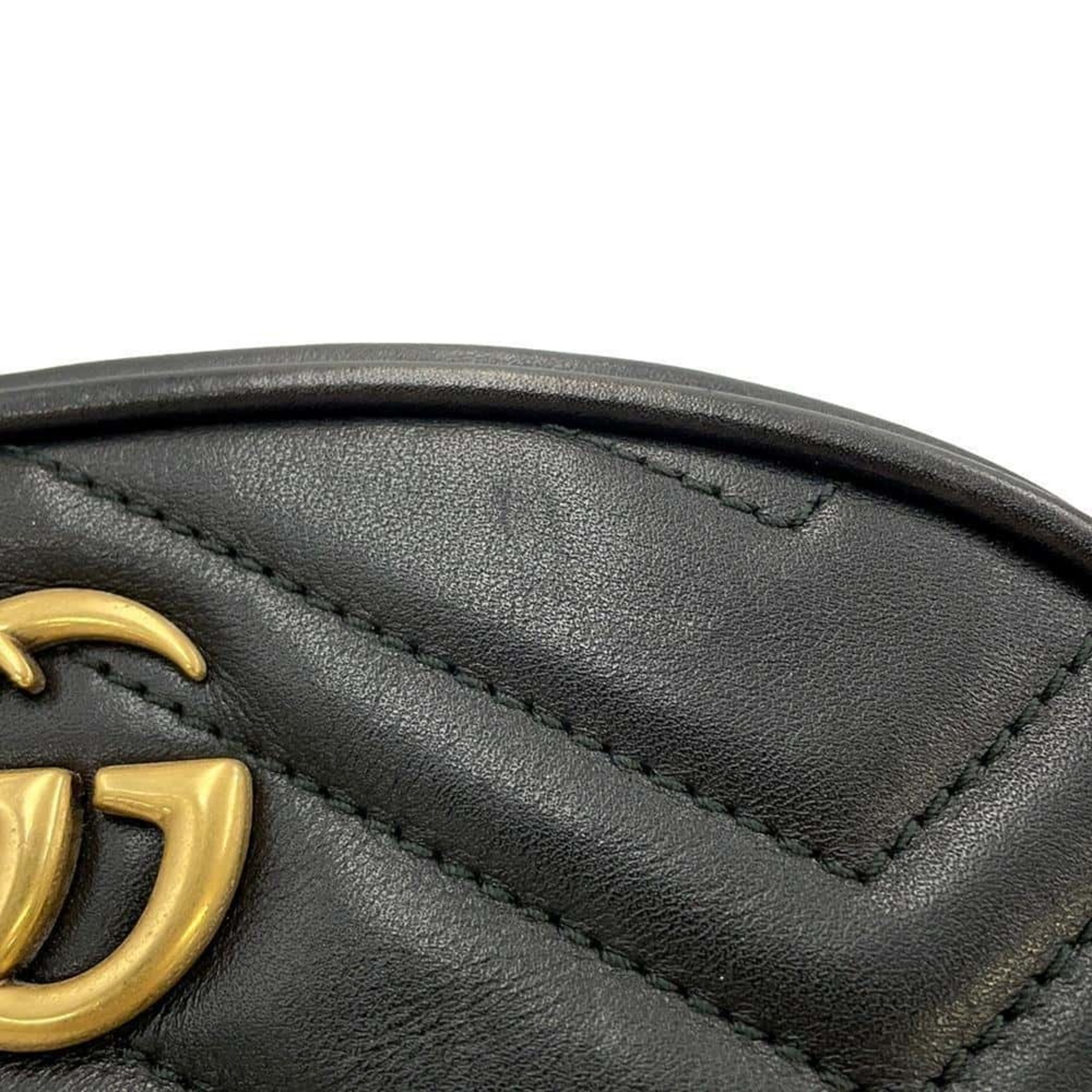 Gucci Waist Bag GG Marmont Quilted Leather Belt 476434 GUCCI Pouch Black