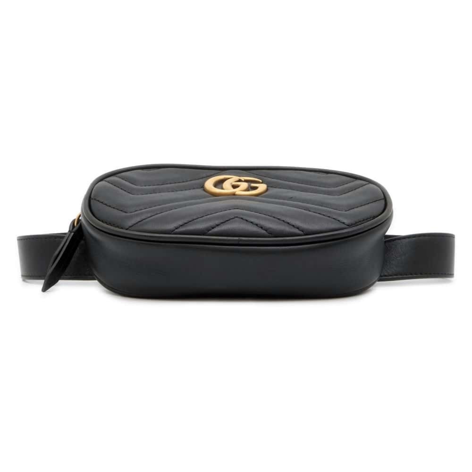 Gucci Waist Bag GG Marmont Quilted Leather Belt 476434 GUCCI Pouch Black