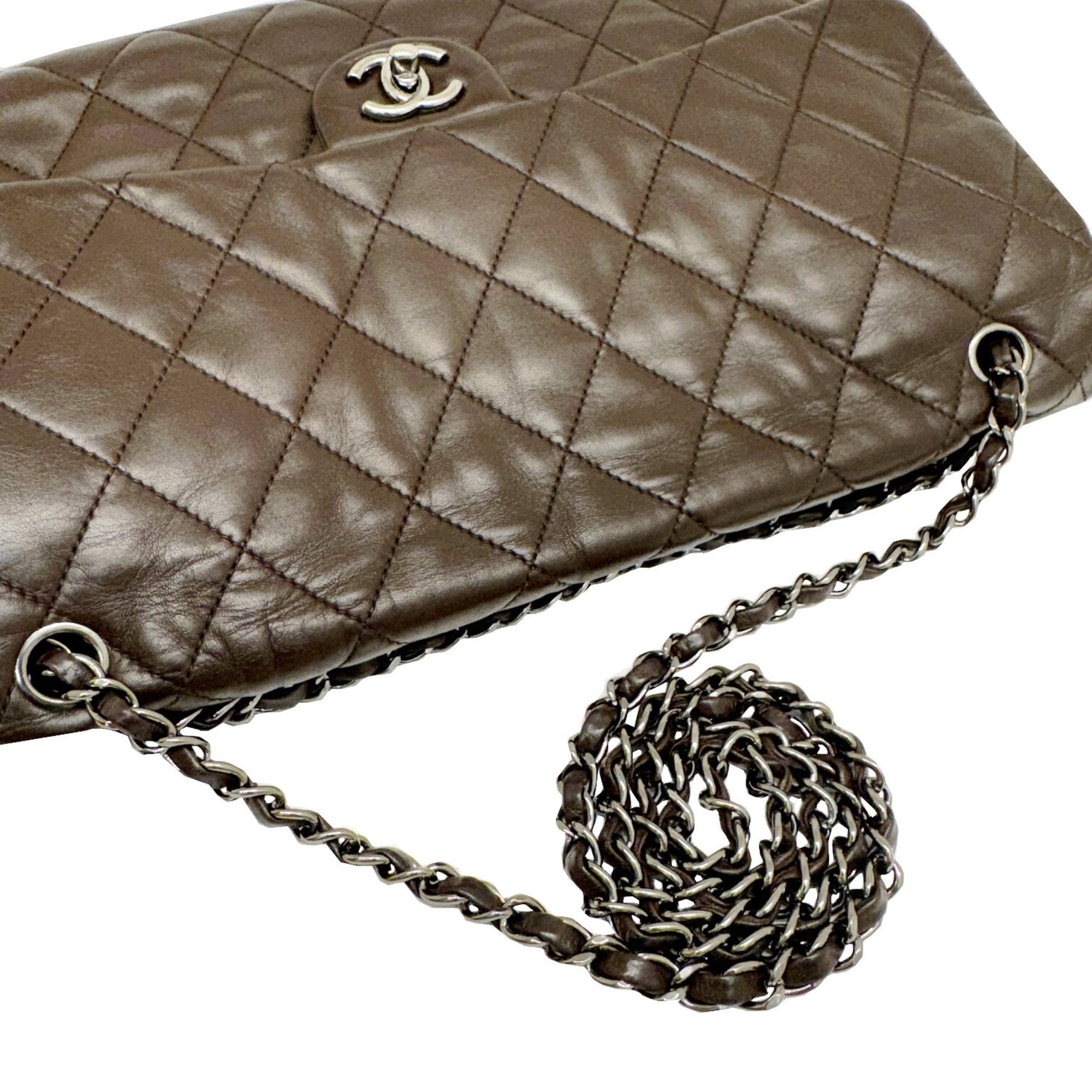 CHANEL Coco Mark Matelasse Chain Shoulder Bag Lambskin 15 Series Women's Brown