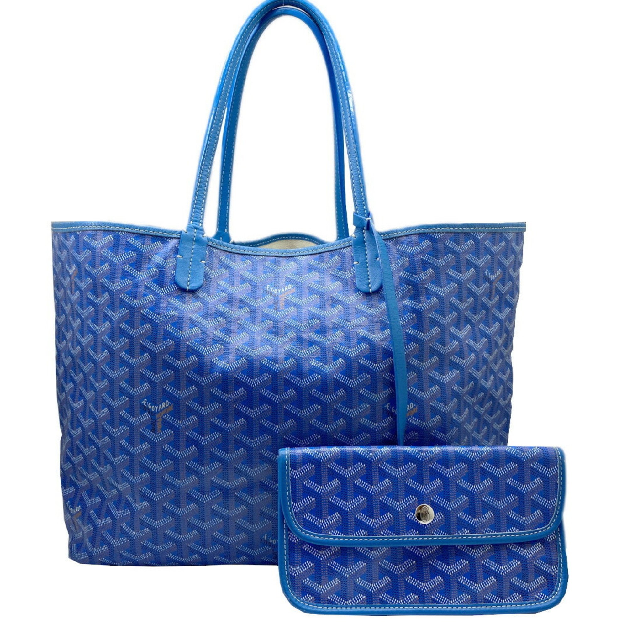 GOYARD Saint Louis PM Handbag Tote Bag Coated Canvas Blue Women's