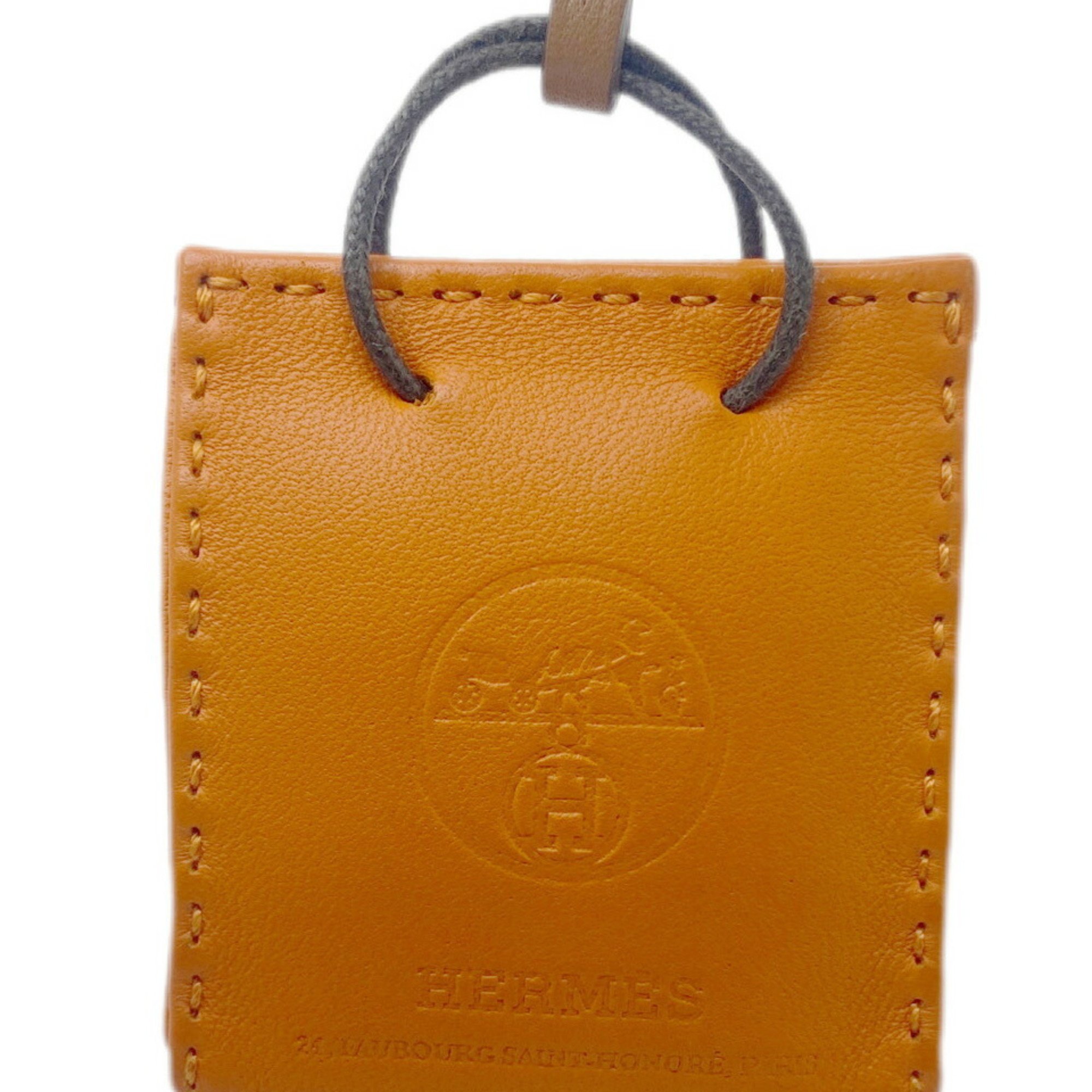 HERMES Hermes Sac Orange Fu Bag Charm Agnès Milo Swift Accessory Women Men Unisex