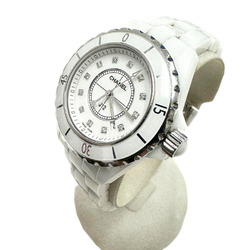 CHANEL J12 H1628 White Ceramic Diamond Index Date Change Quartz Battery Operated 33mm Wristwatch Watch Women's