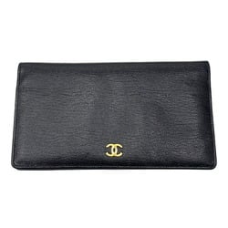 CHANEL Chanel Bi-fold Long Wallet Soft Caviar Skin Black No.6