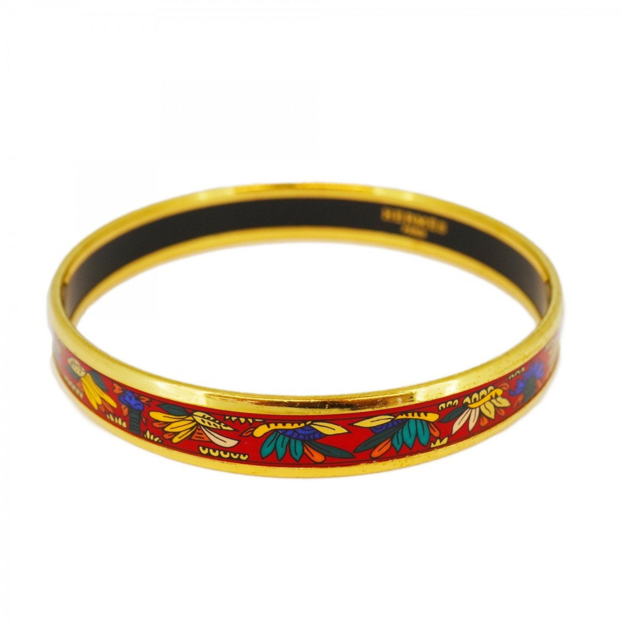 Hermes Bangle, Enamel PM, GP Plating, Cloisonne, Gold, Multicolor, Men's, Women's