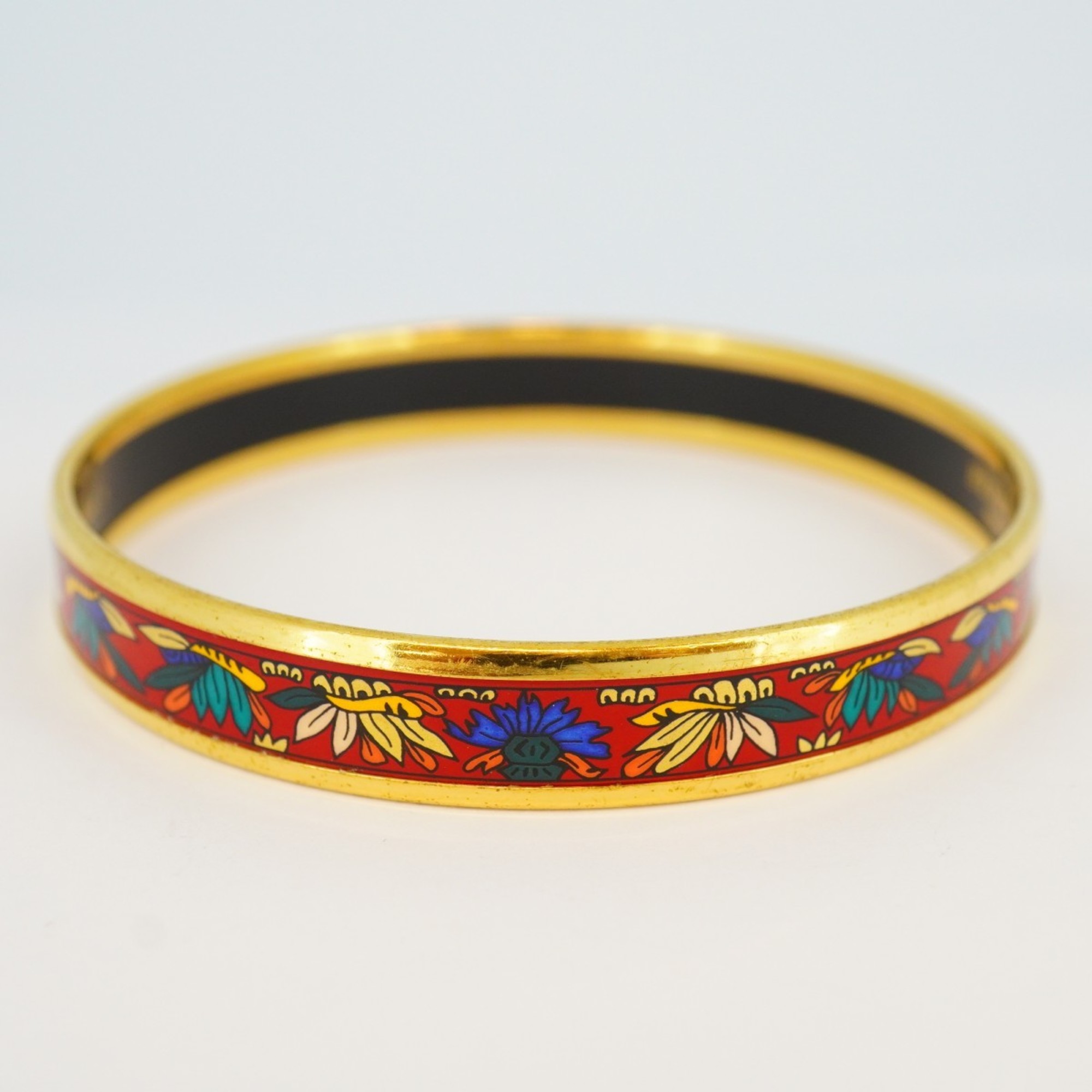 Hermes Bangle, Enamel PM, GP Plating, Cloisonne, Gold, Multicolor, Men's, Women's