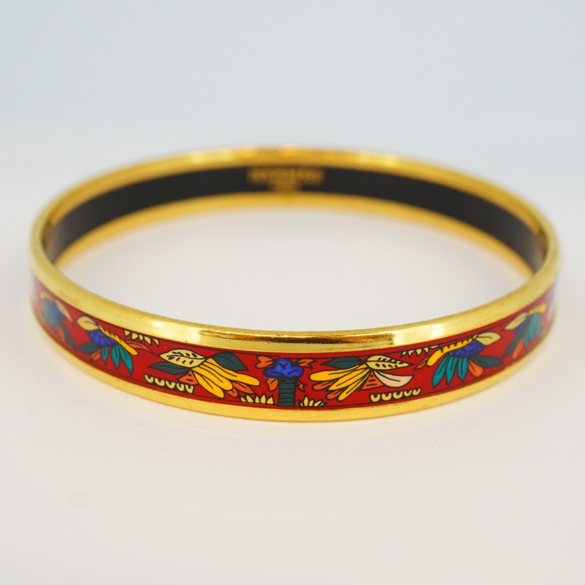 Hermes Bangle, Enamel PM, GP Plating, Cloisonne, Gold, Multicolor, Men's, Women's