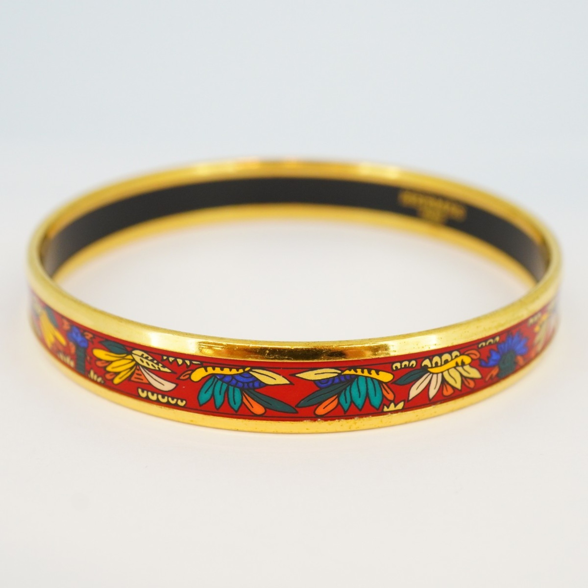 Hermes Bangle, Enamel PM, GP Plating, Cloisonne, Gold, Multicolor, Men's, Women's