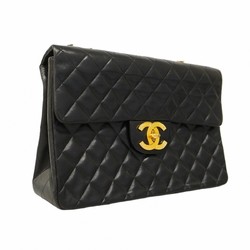 Chanel Shoulder Bag Deca Matelasse Lambskin Black Women's