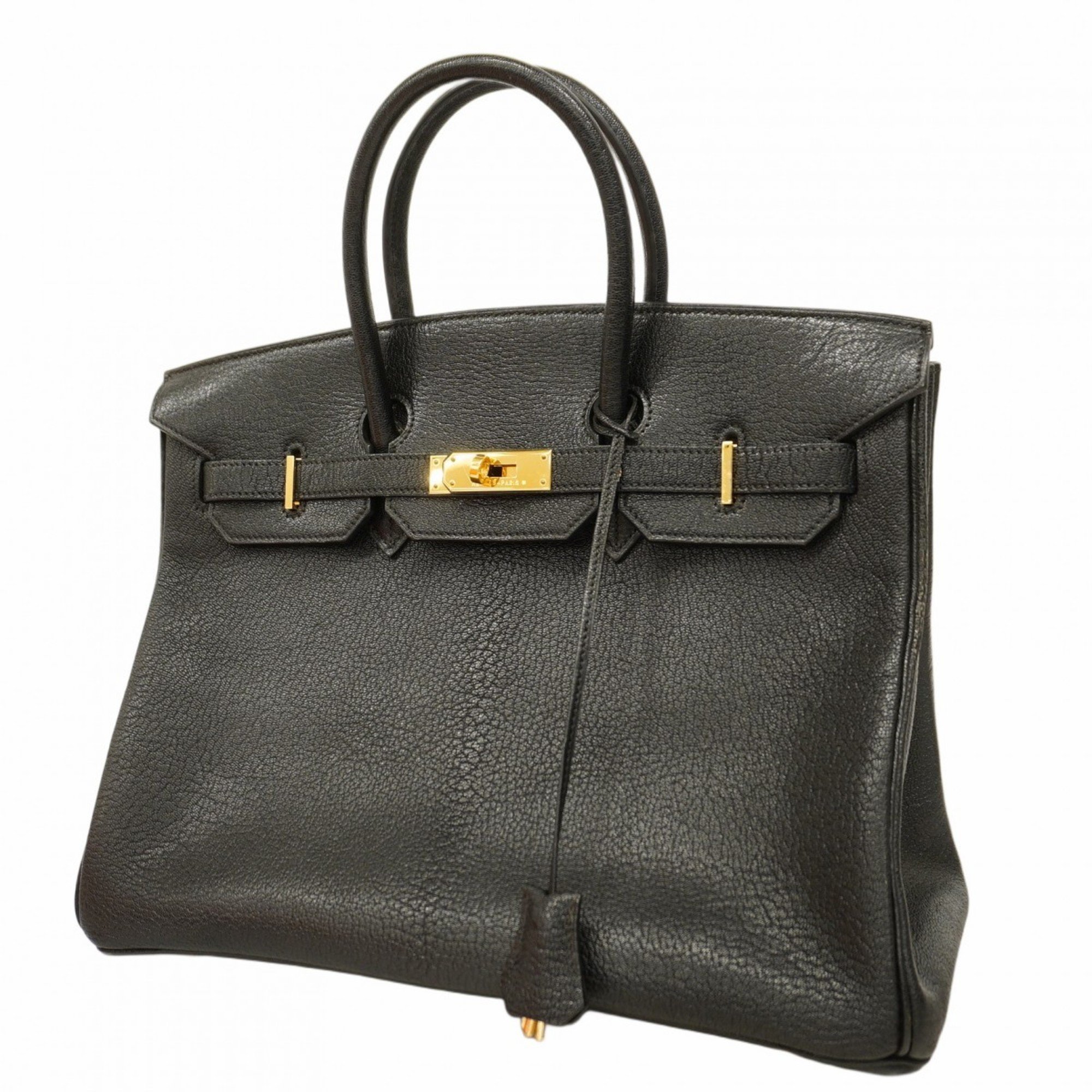 Hermes handbag Birkin 35 Chevre Coromandel black F stamped ladies