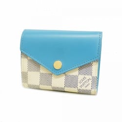 Louis Vuitton Tri-fold Wallet Damier Azur Portefeuille Zoe N60219 White Blue Men's Women's