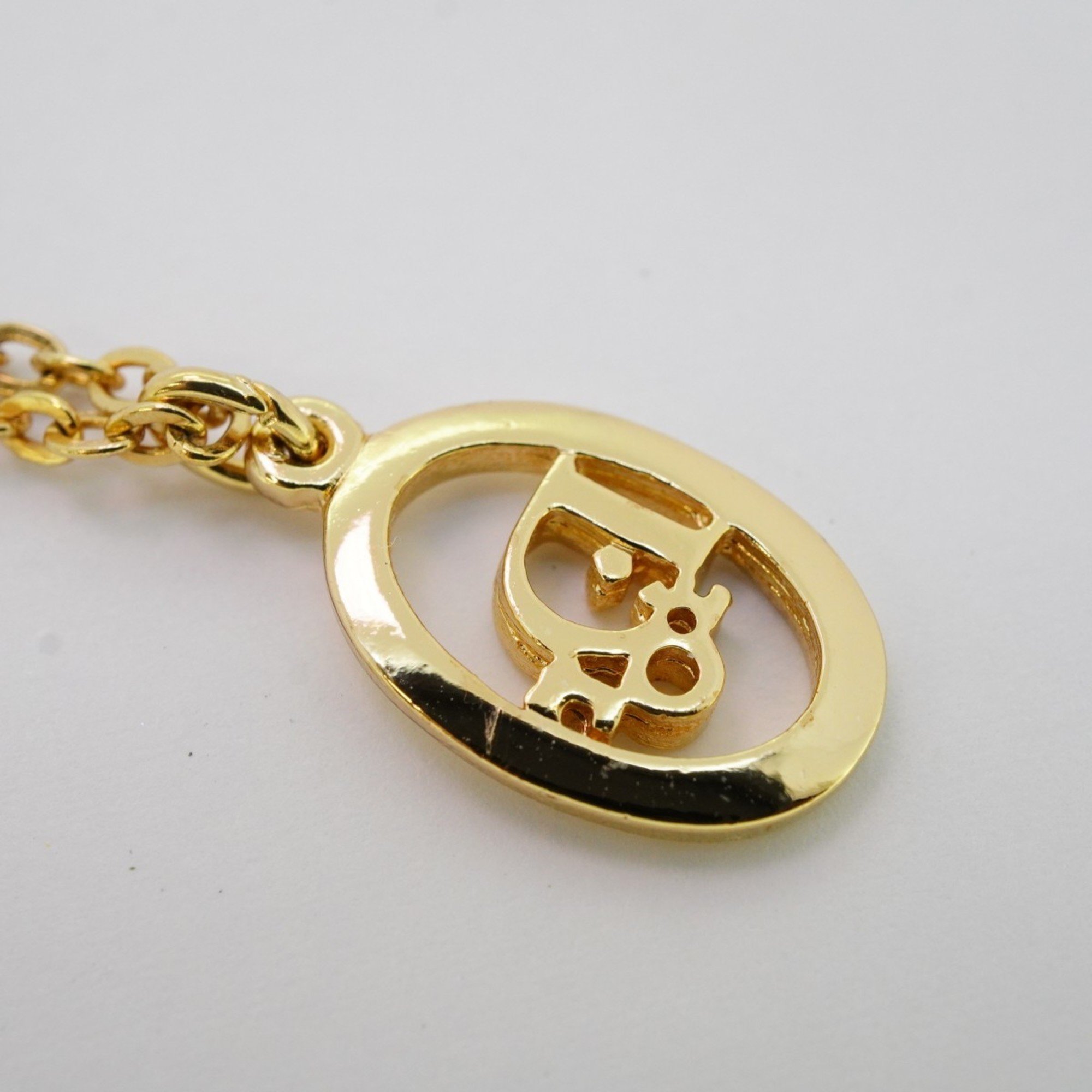 Christian Dior Necklace Oval GP Plated Gold Ladies