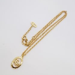 Christian Dior Necklace Oval GP Plated Gold Ladies