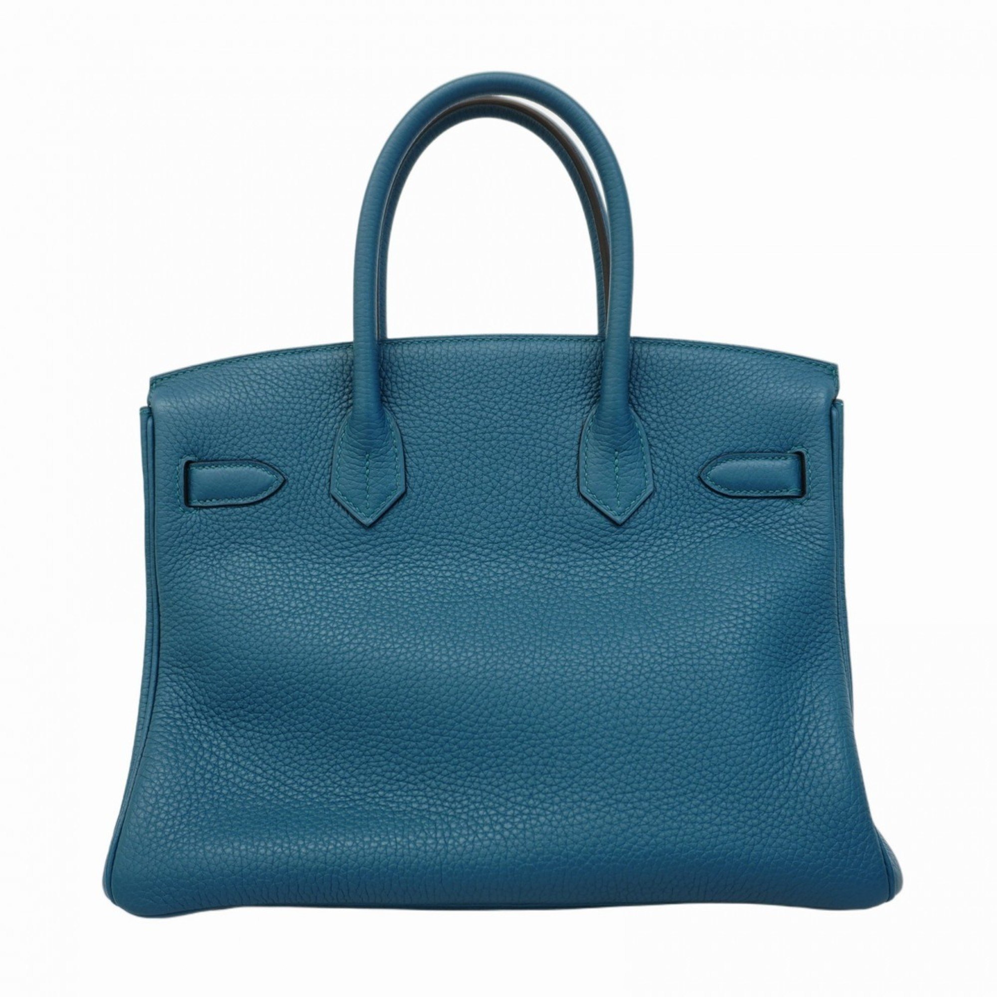 Hermes handbag Birkin 30 Verso Togo Vert Bosphore Blue Noir U stamp ladies