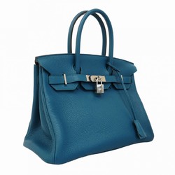 Hermes handbag Birkin 30 Verso Togo Vert Bosphore Blue Noir U stamp ladies