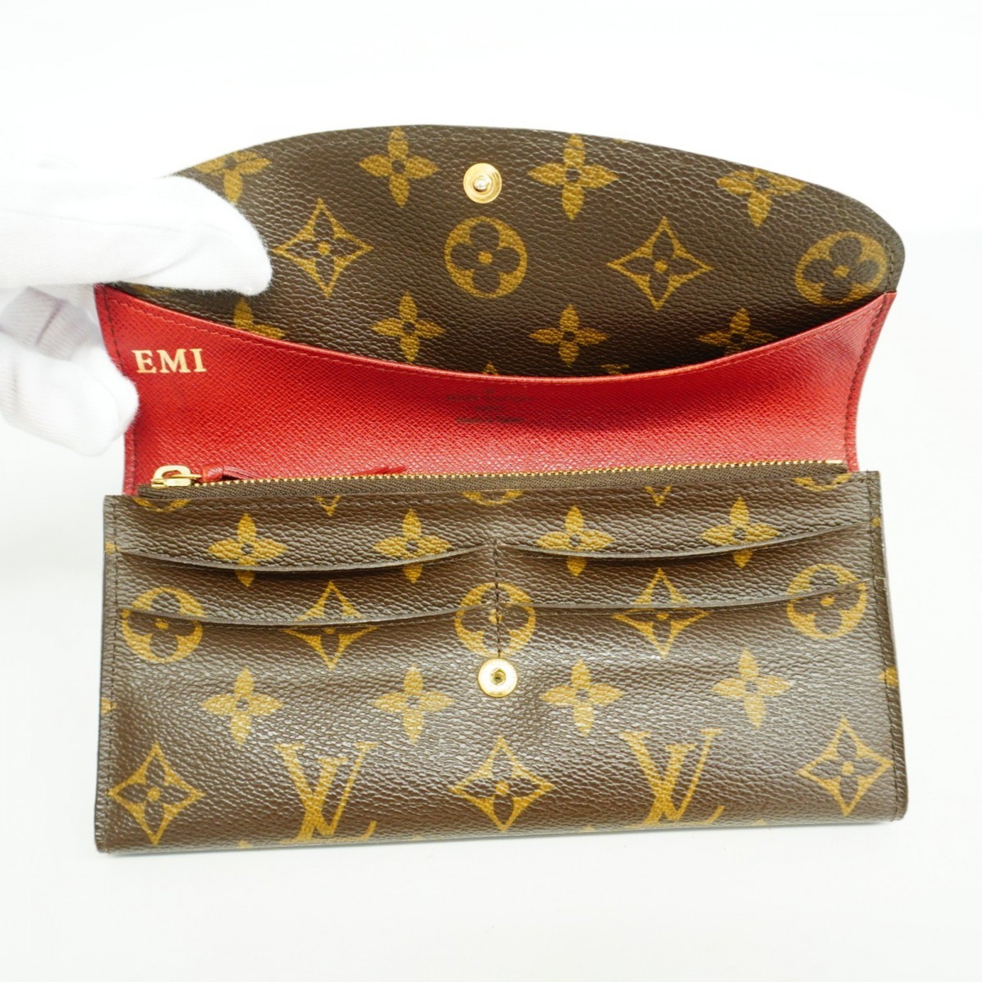 Louis Vuitton Long Wallet Monogram Portefeuille Emily M60136 Rouge Ladies