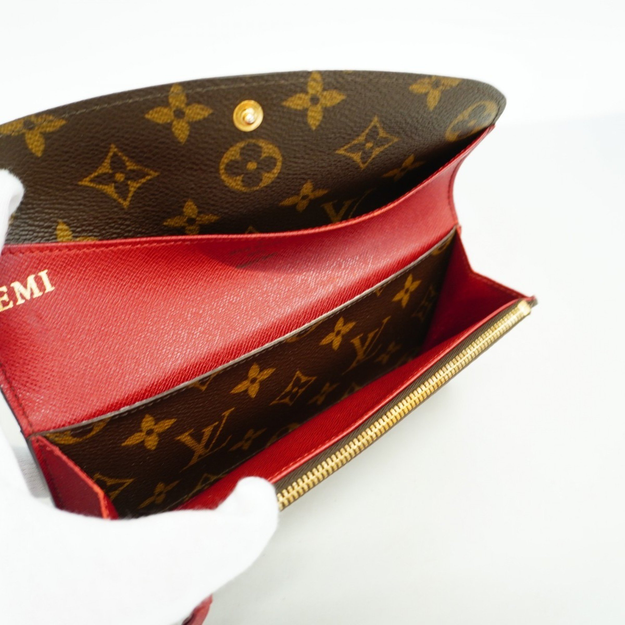 Louis Vuitton Long Wallet Monogram Portefeuille Emily M60136 Rouge Ladies