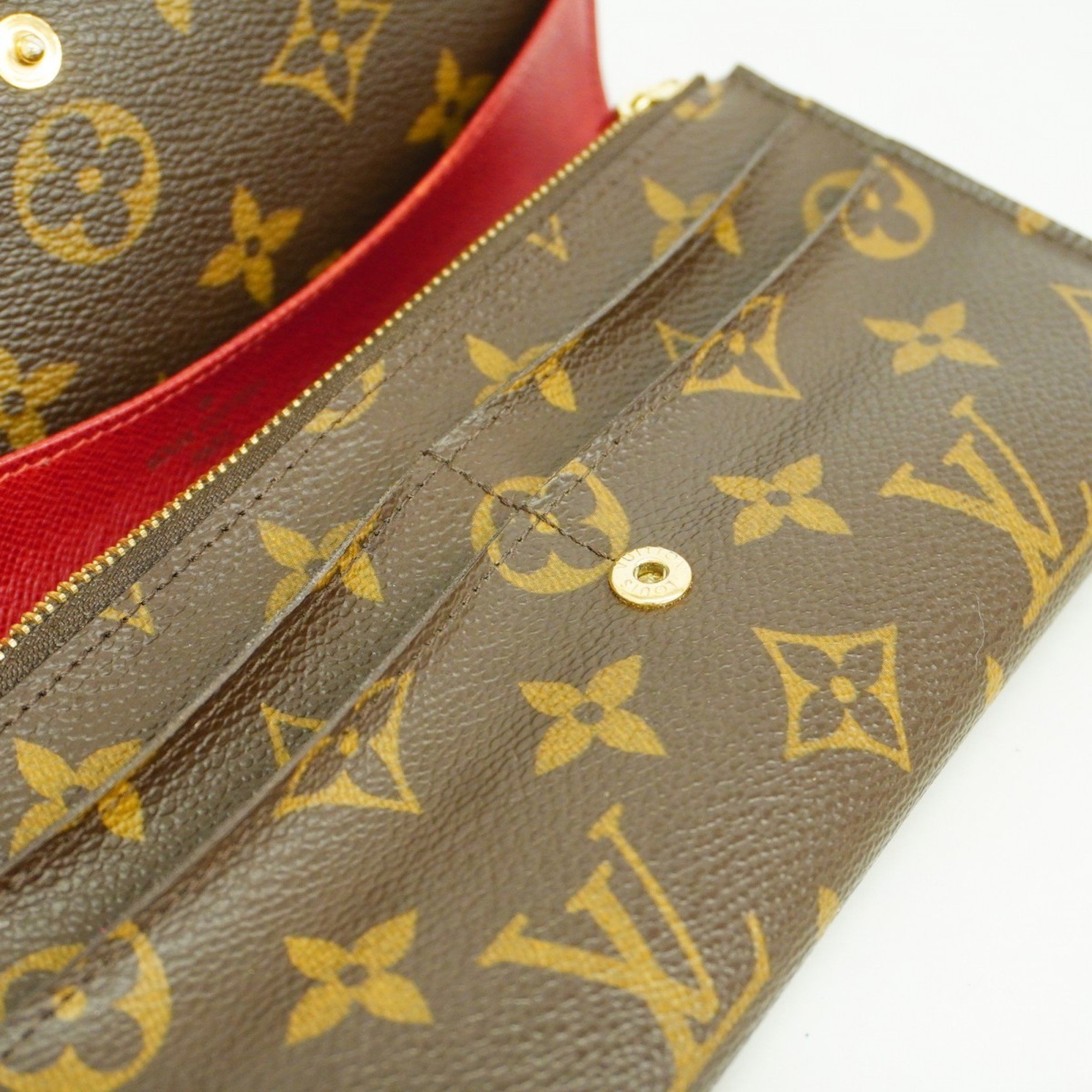 Louis Vuitton Long Wallet Monogram Portefeuille Emily M60136 Rouge Ladies