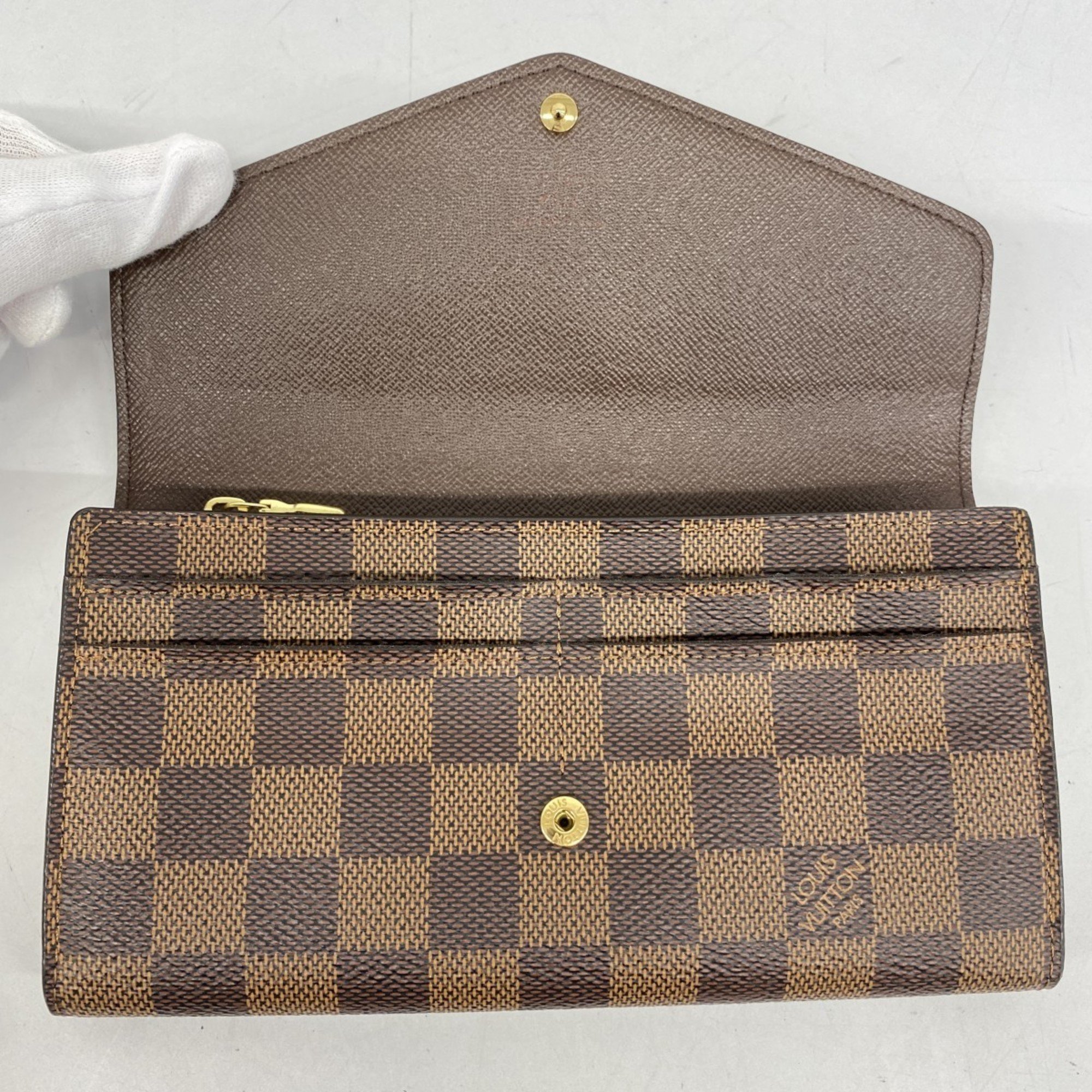 Louis Vuitton Long Wallet Damier Portefeuille Sarah N63209 Ebene Ladies