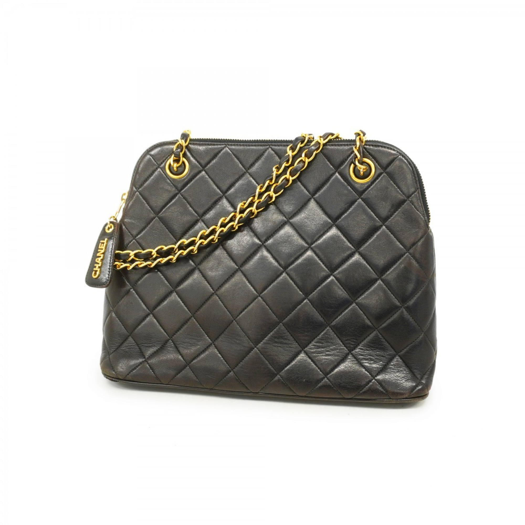 Chanel Shoulder Bag Matelasse Lambskin Black Women's